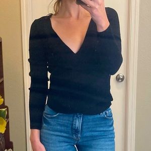 Moth by Anthropologie Black Wrap Sweater